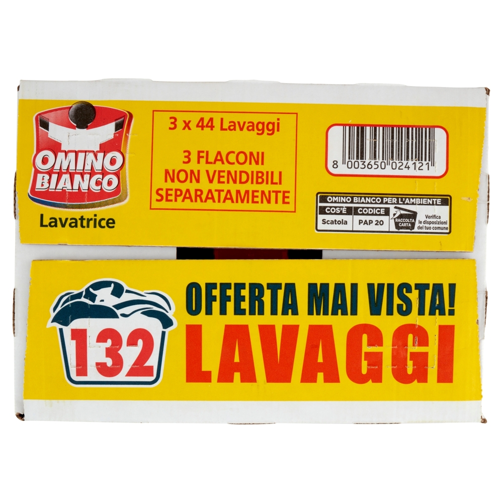 Omino Bianco Detersivo Lavatrice Liquido Igienizzante 3 x 44 Lavaggi 3 x 1760 ml